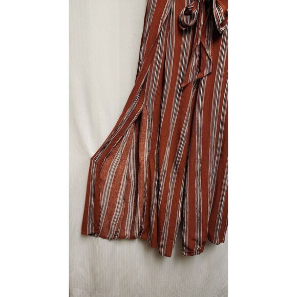 Simplee Women's Boho Flowy High Waisted Elegant Split Stripe Wide Leg Pants SM - Picture 7 of 10